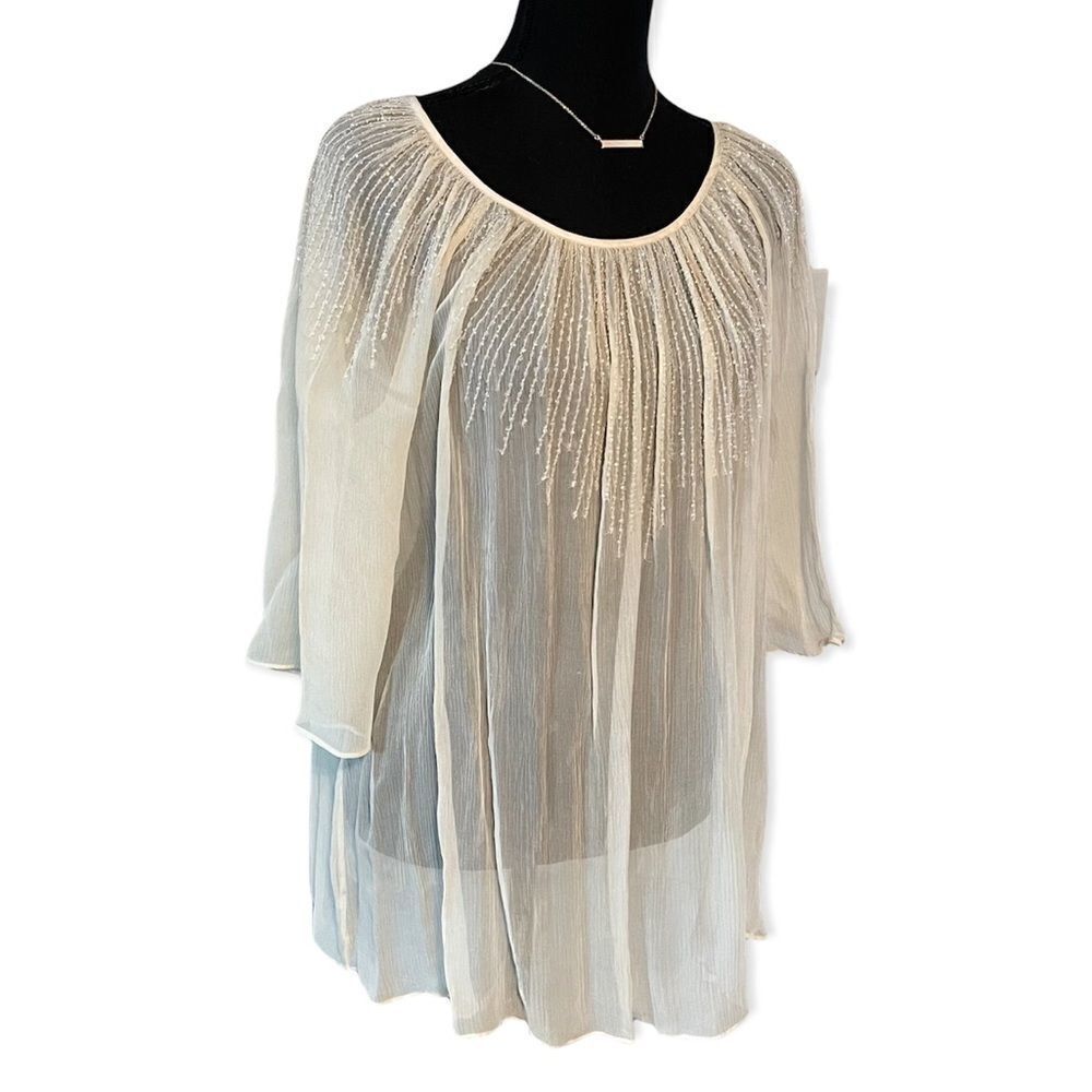 White Calypso St Barth embroidered white tunic size zero